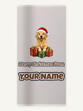 Golden Retriever with Presents Personalised Beach Towel