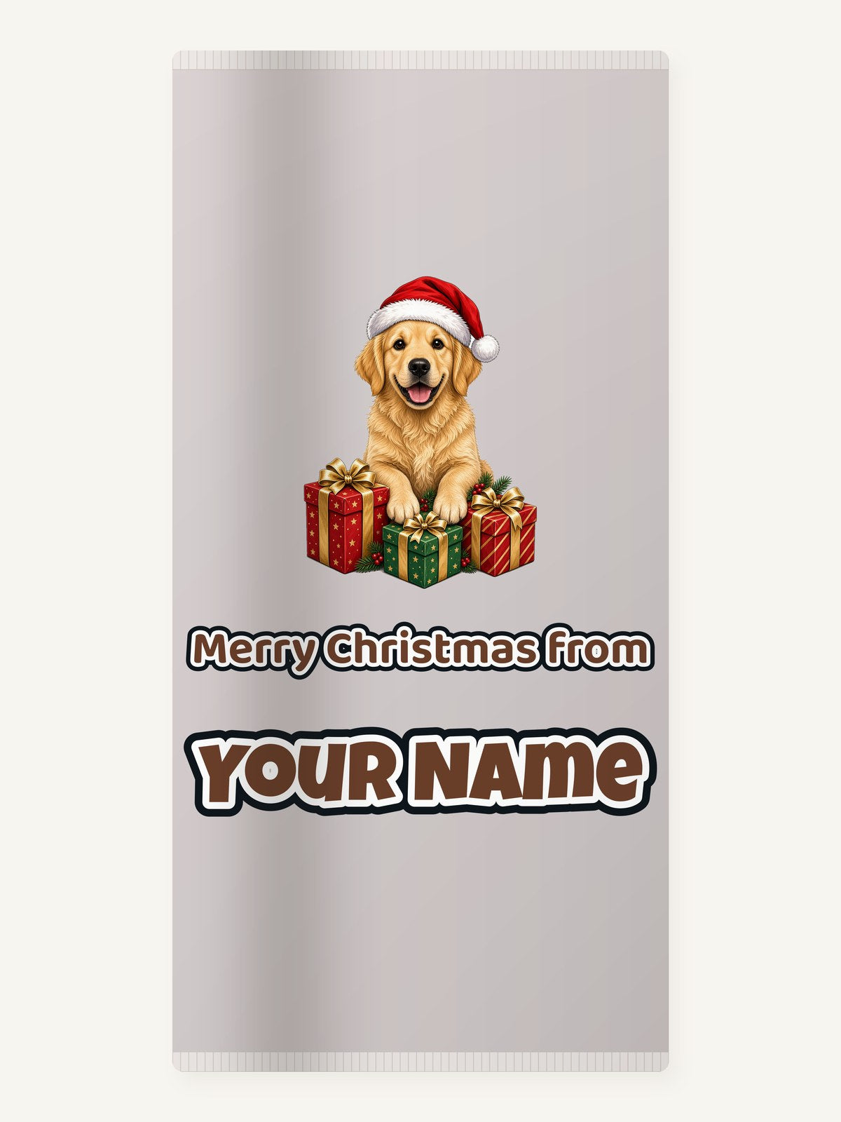 Golden Retriever with Presents Personalised Beach Towel