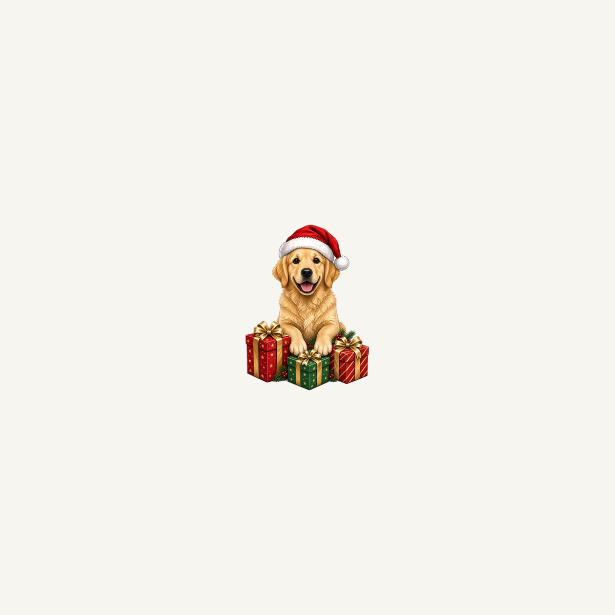 Golden Retriever with Presents Personalised Beach Towel