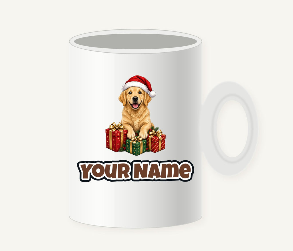 Golden Retriever with Presents Personalised Christmas Mug