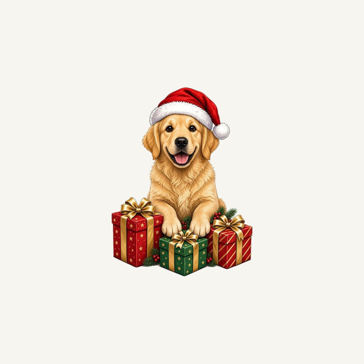 Golden Retriever with Presents Personalised Christmas Mug