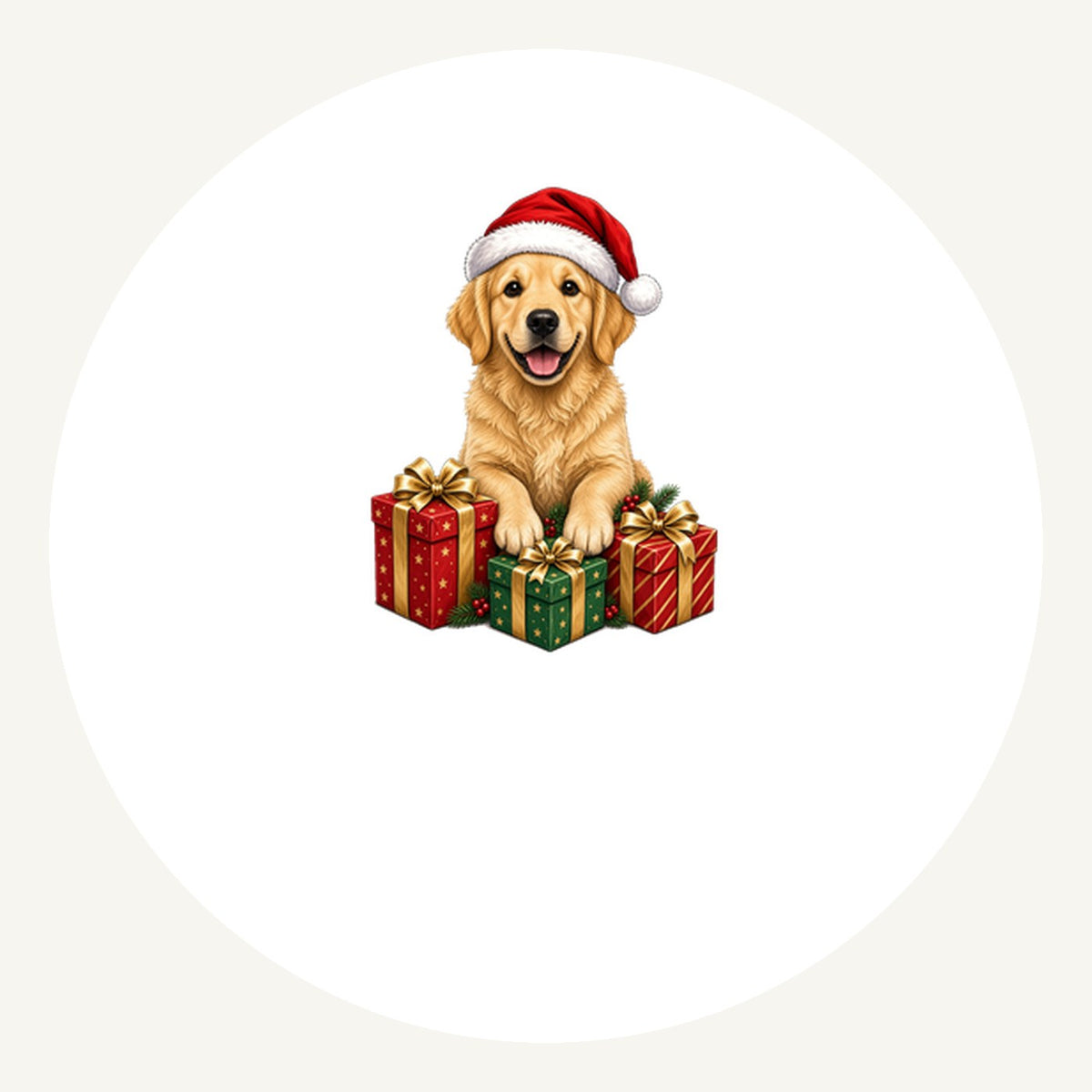 Golden Retriever with Presents Personalised Pewter Christmas Ornament