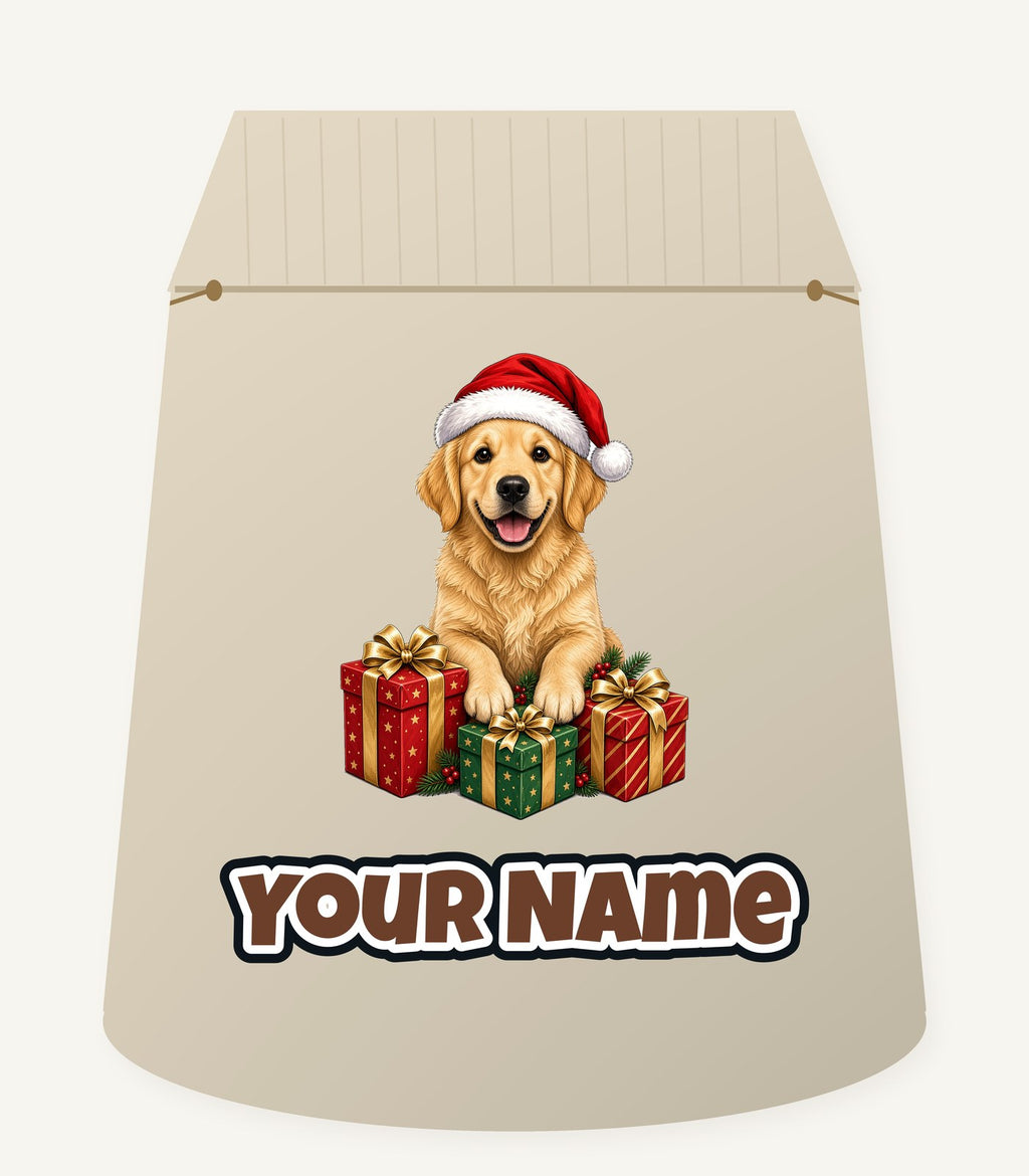 Golden Retriever with Presents Personalised Santa Sack