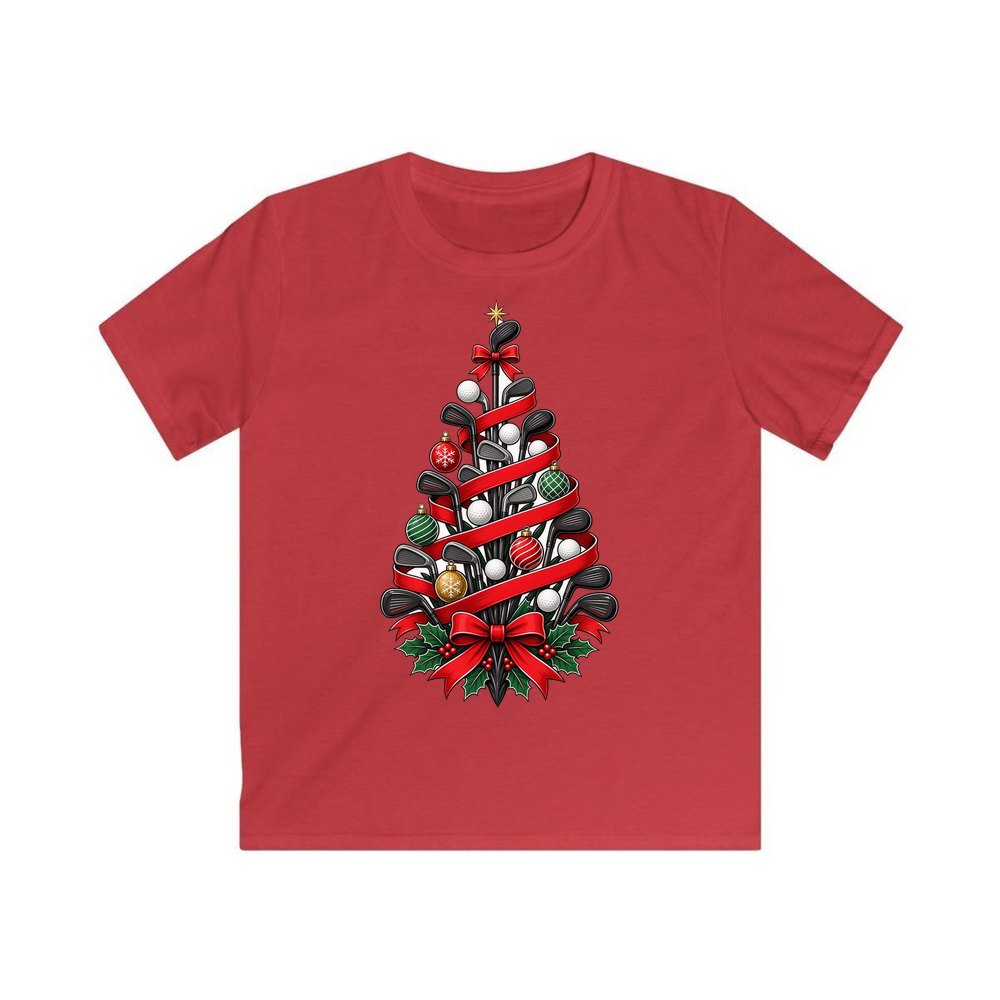Golf Club Christmas Tree personalised kids Christmas tee in red