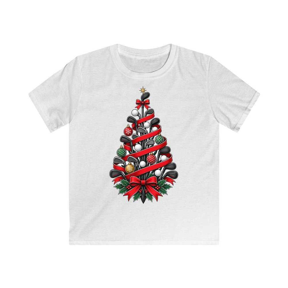 Golf Club Christmas Tree personalised kids Christmas tee in white