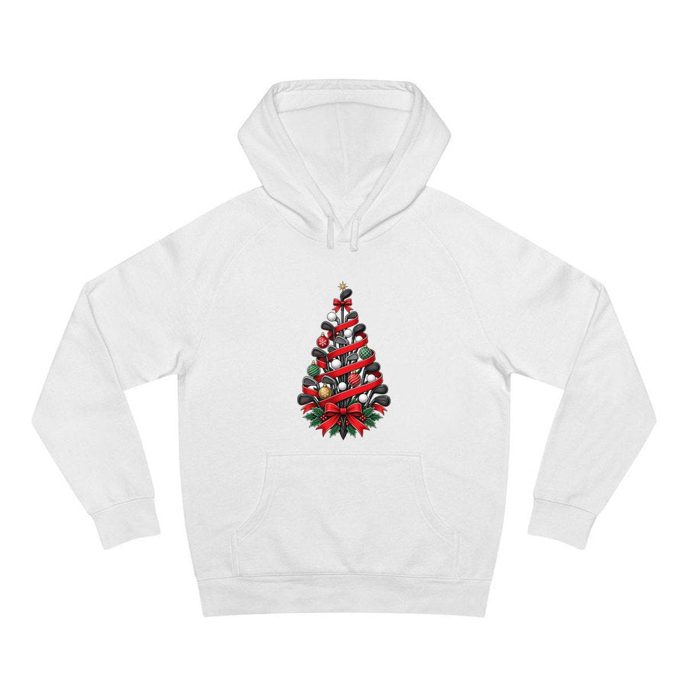 Golf Club Christmas Tree personalised Christmas hoodie in white
