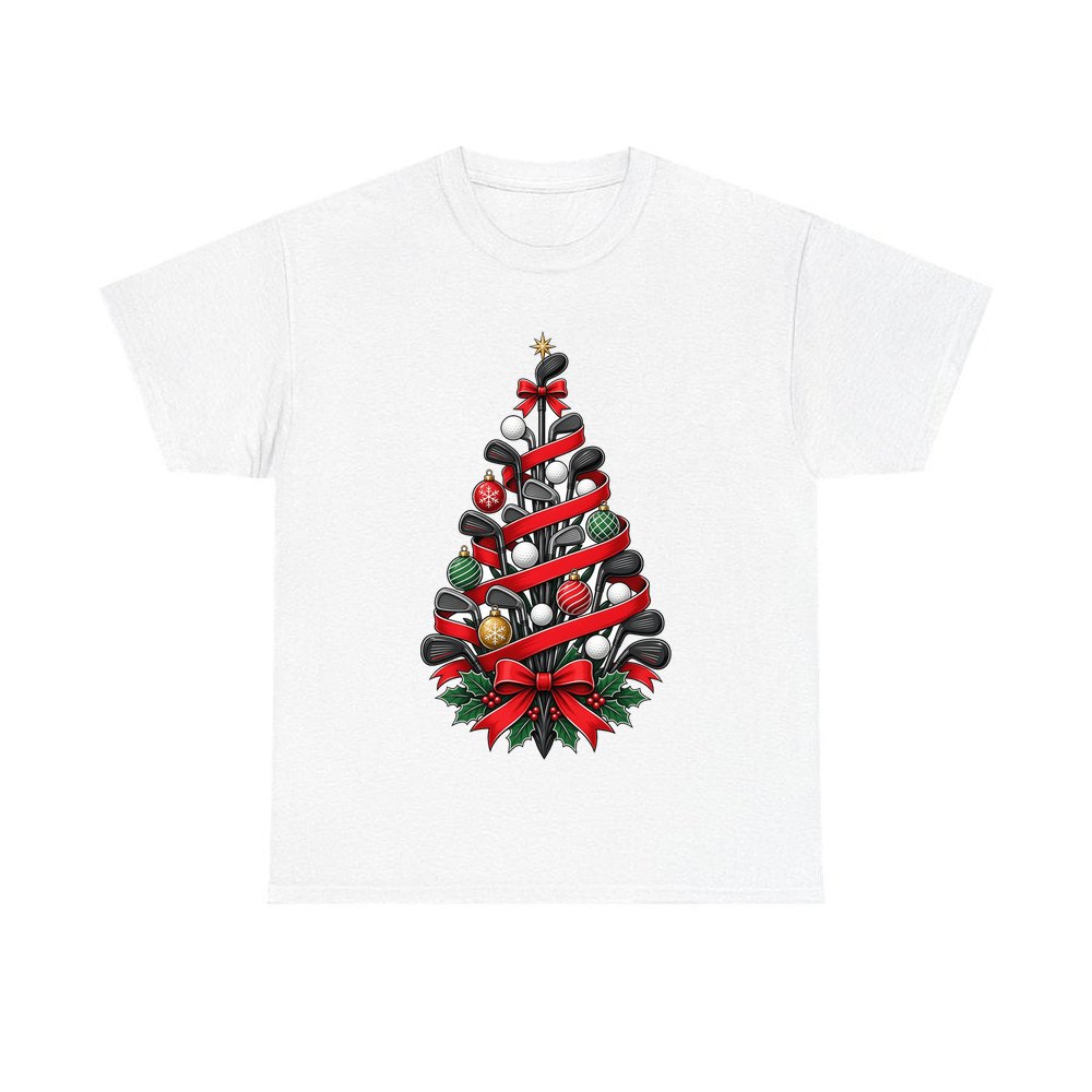 Golf Club Christmas Tree personalised Christmas T-shirt in white