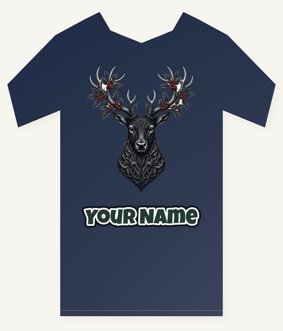 Gothic Black Stag Head Personalised Kids Tee and Baby Bodysuit