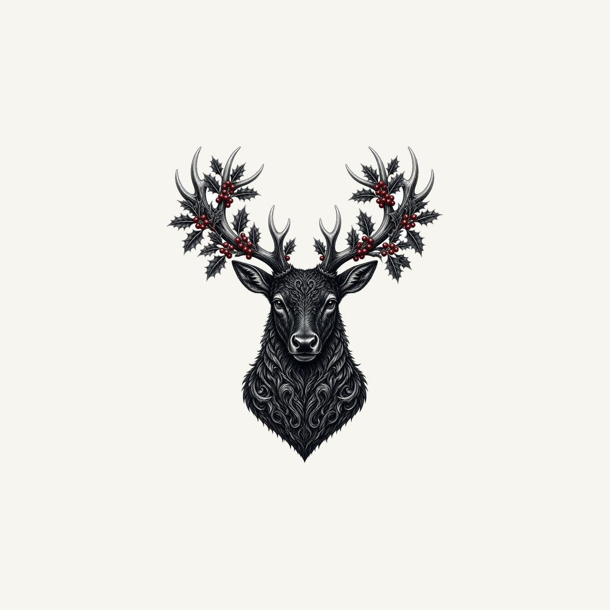 Gothic Black Stag Head Personalised Christmas Mug