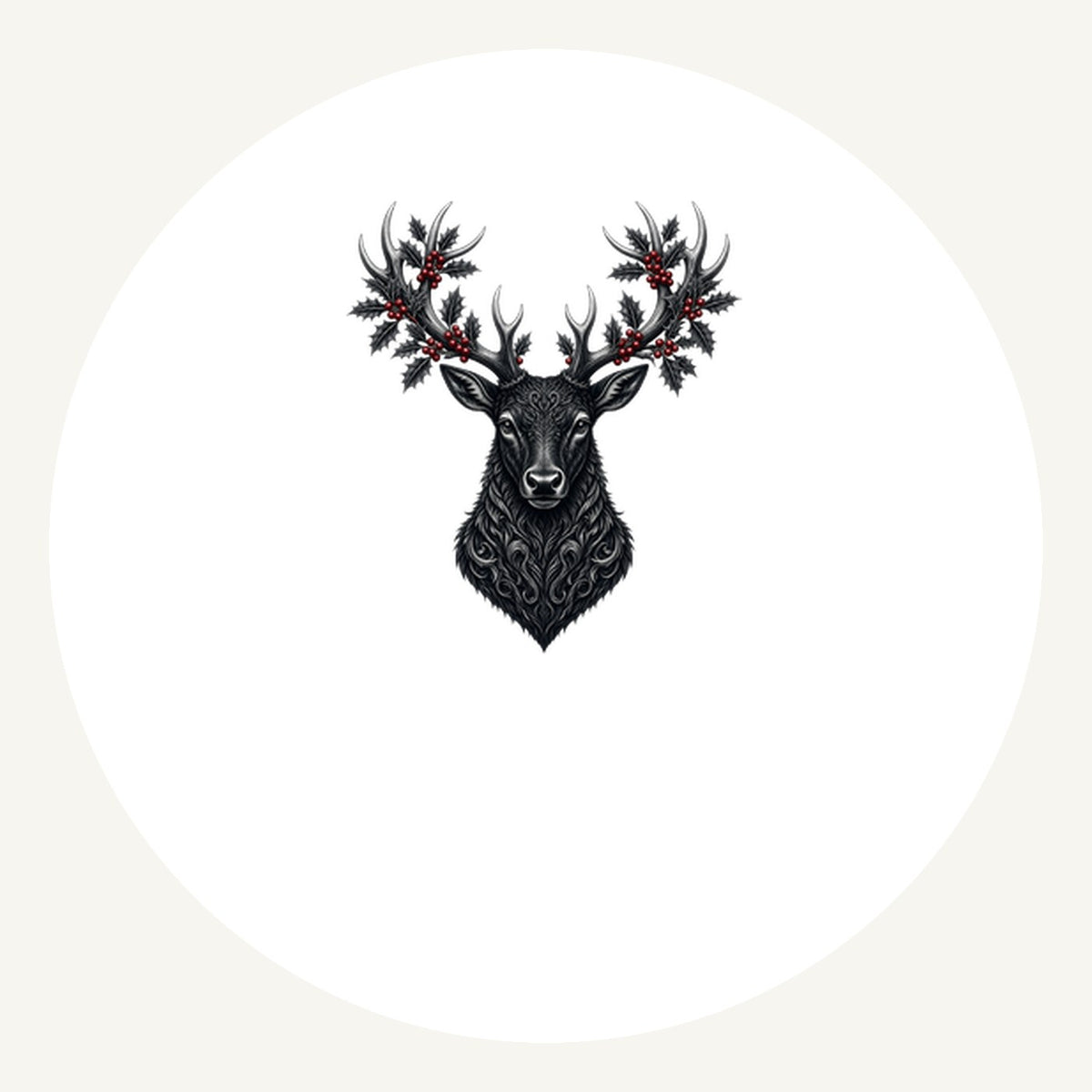 Gothic Black Stag Head Personalised Pewter Christmas Ornament