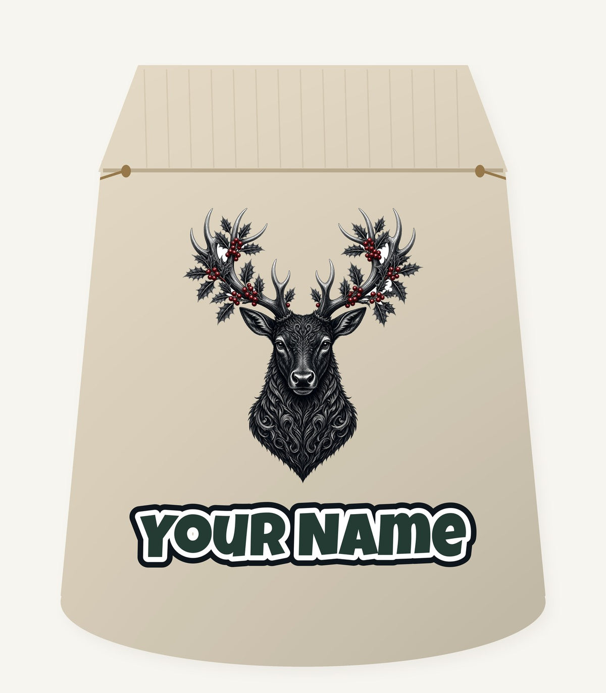 Gothic Black Stag Head Personalised Santa Sack