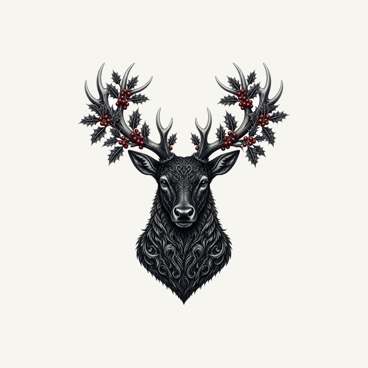 Gothic Black Stag Head Personalised Santa Sack