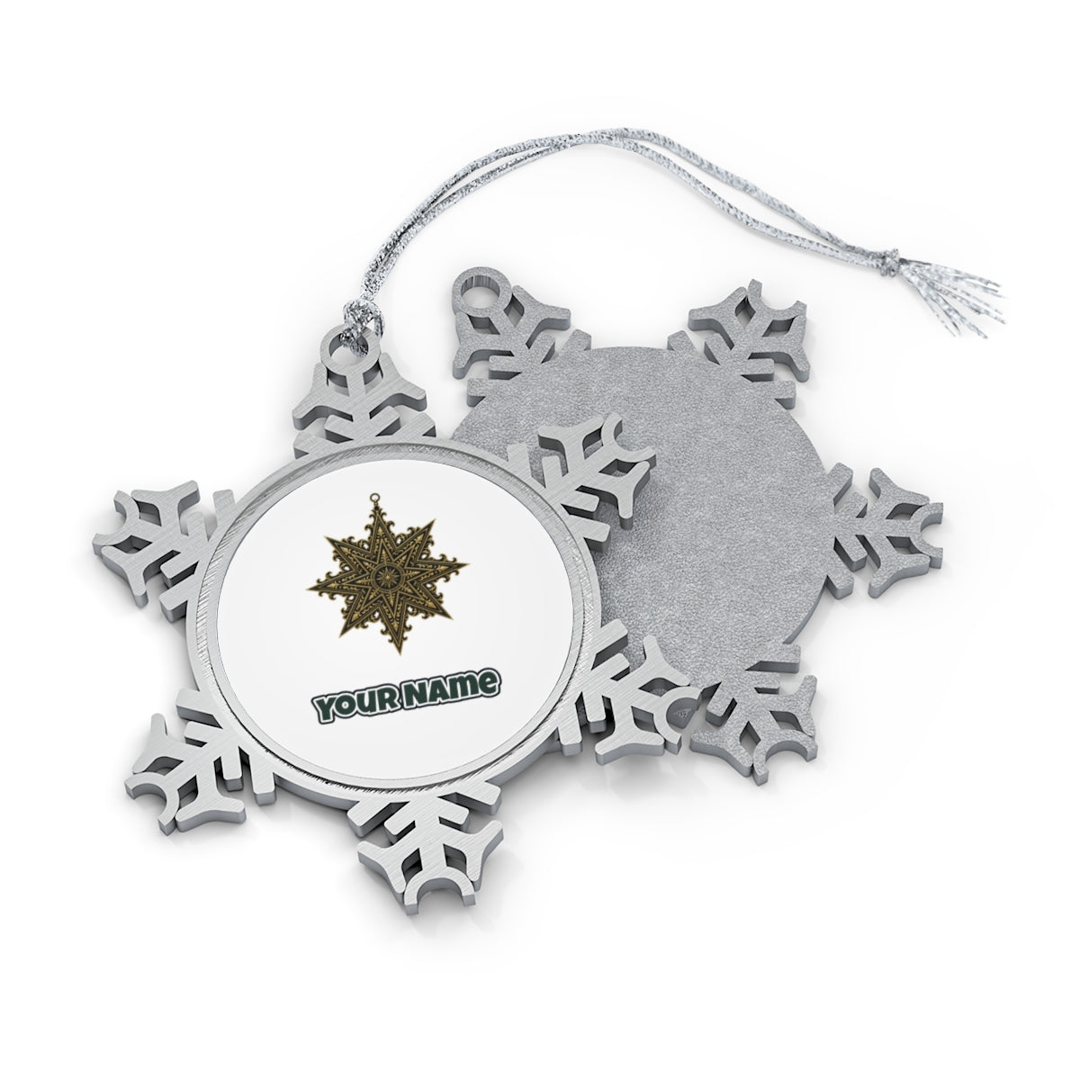 Gothic Gold Star Personalised Pewter Christmas Ornament