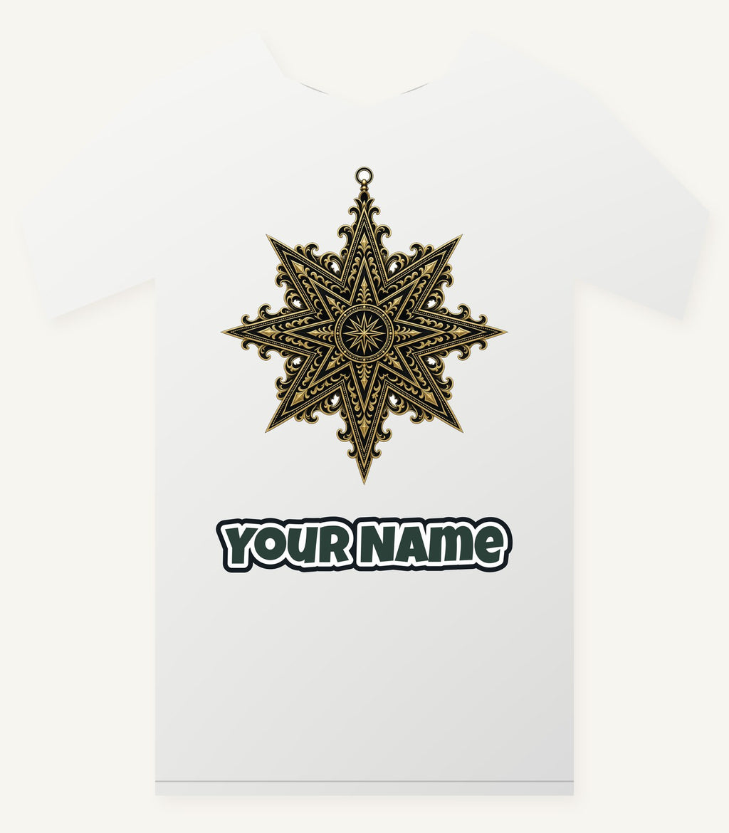 Gothic Gold Star Personalised Christmas T-Shirt and Hoodie