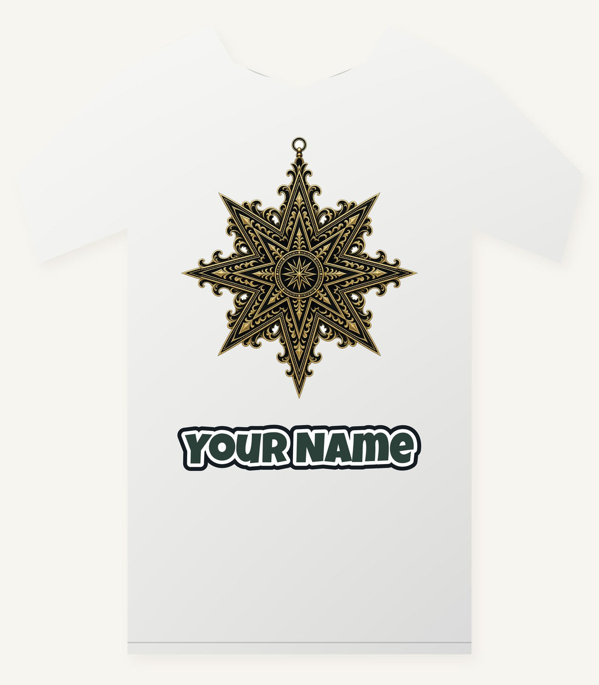 Gothic Gold Star Personalised Christmas T-Shirt and Hoodie