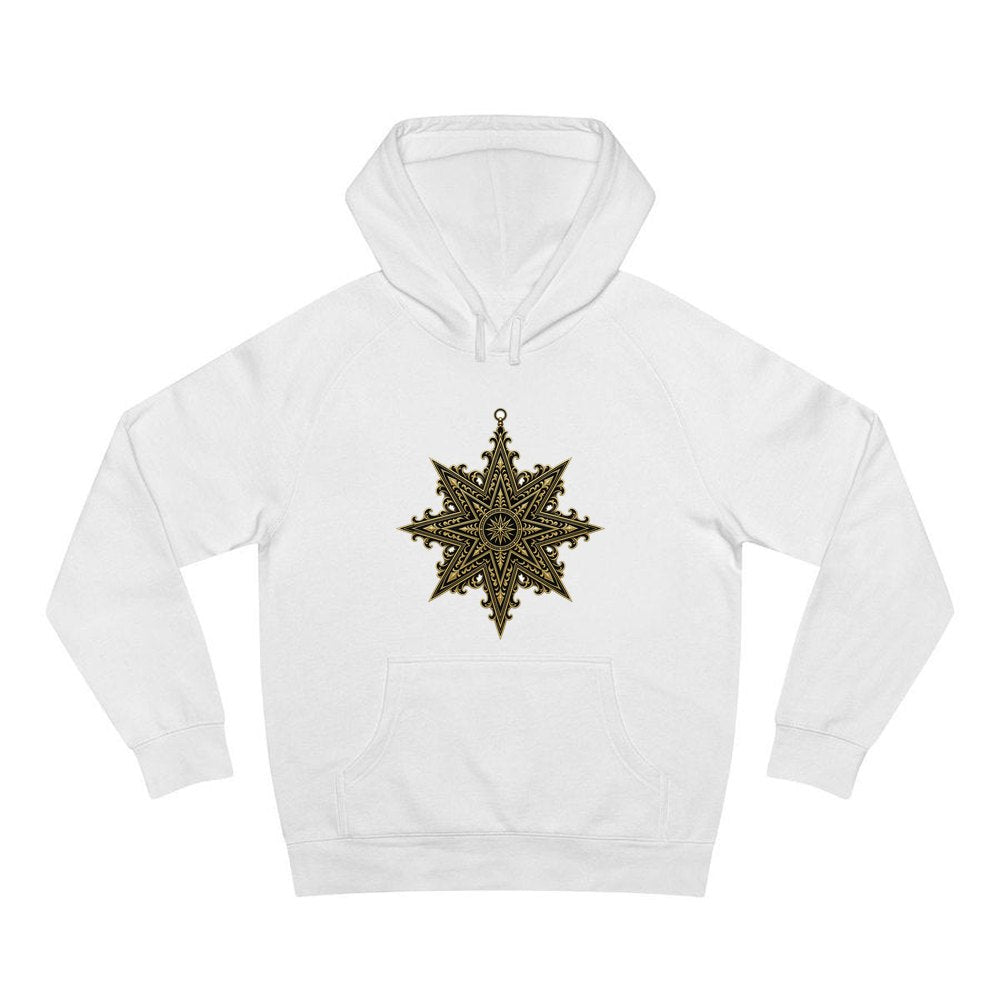 Gothic Gold Star personalised Christmas hoodie in white