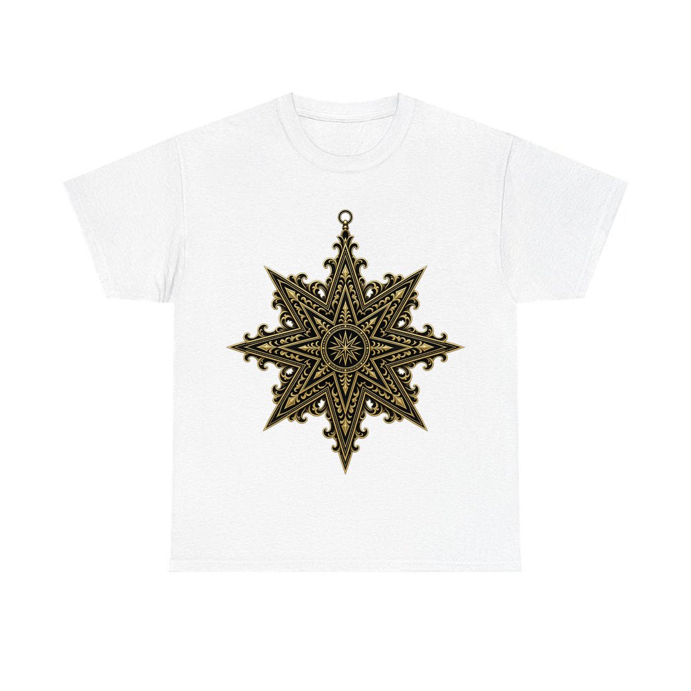 Gothic Gold Star personalised Christmas T-shirt in white