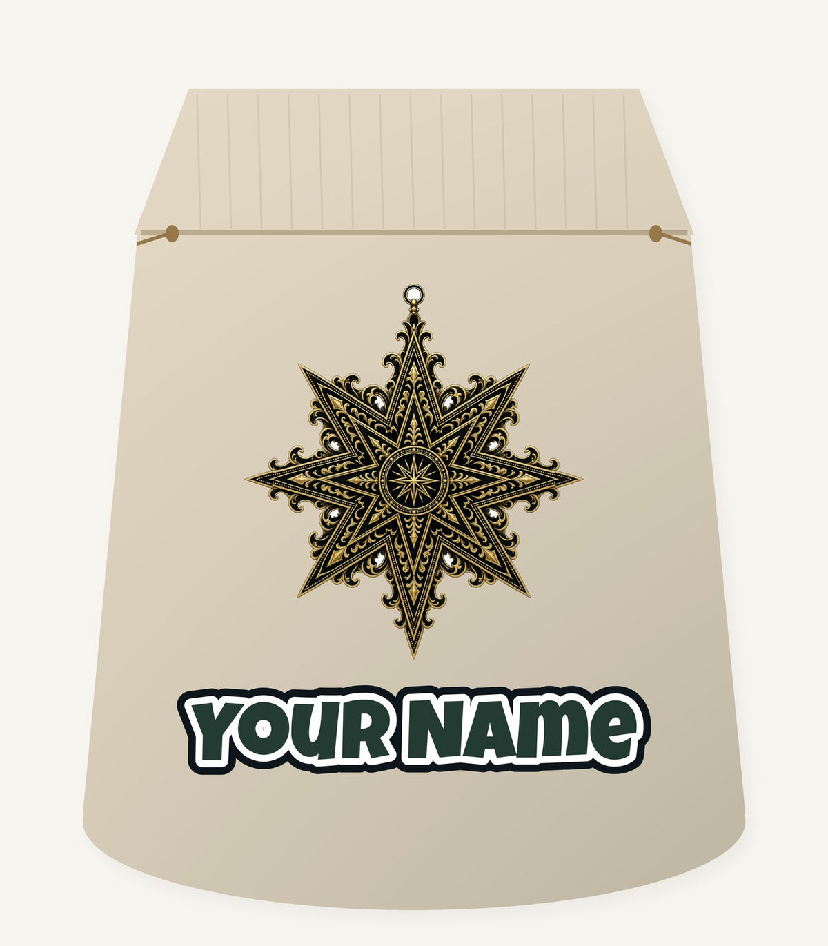 Gothic Gold Star Personalised Santa Sack