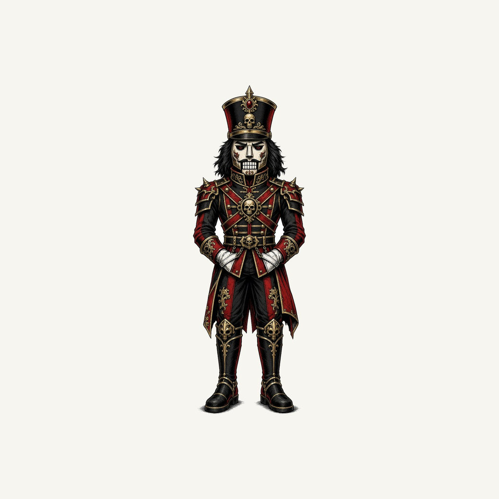 Gothic Skull Nutcracker Soldier Personalised Christmas T-Shirt and Hoodie