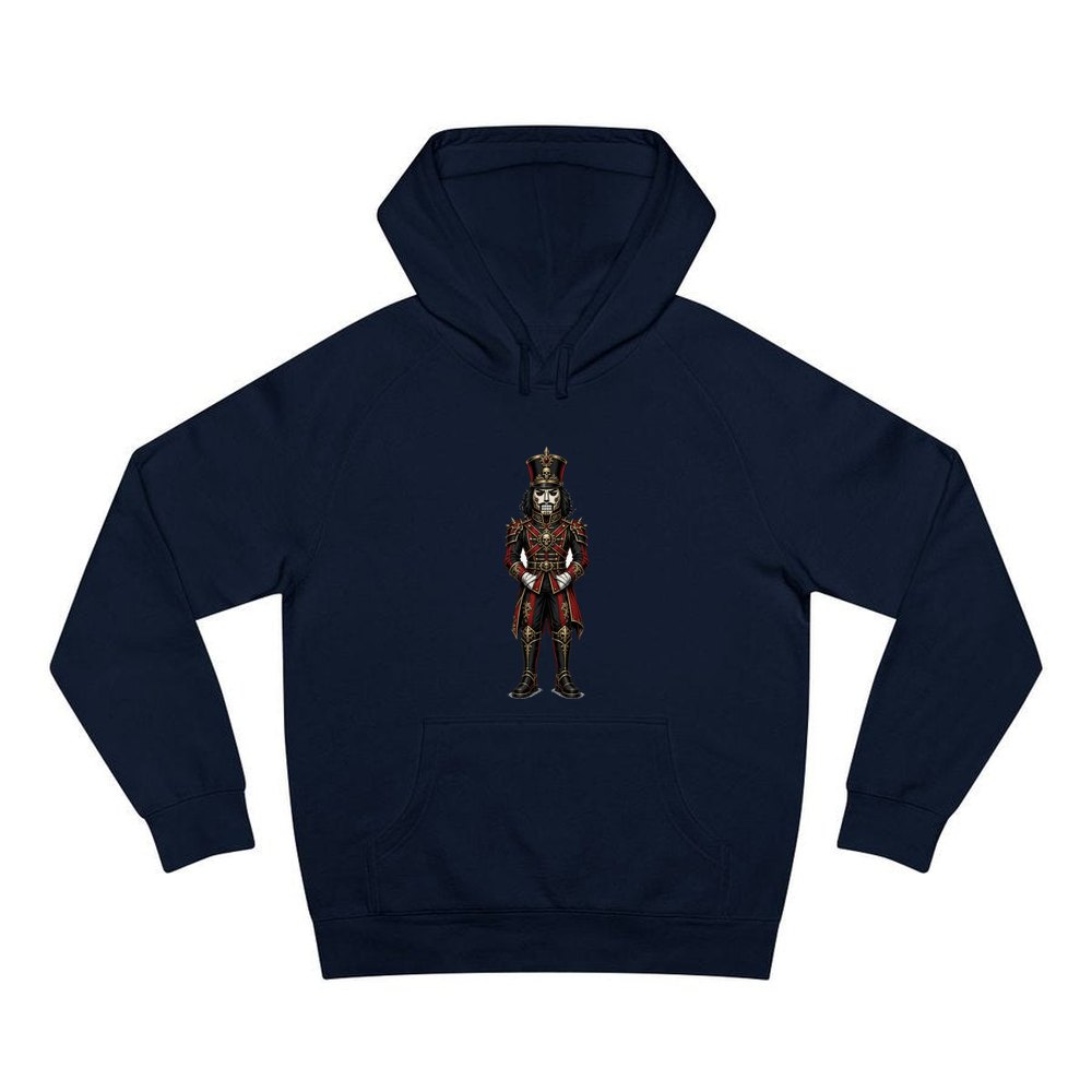 Gothic Skull Nutcracker Soldier personalised Christmas hoodie in navy