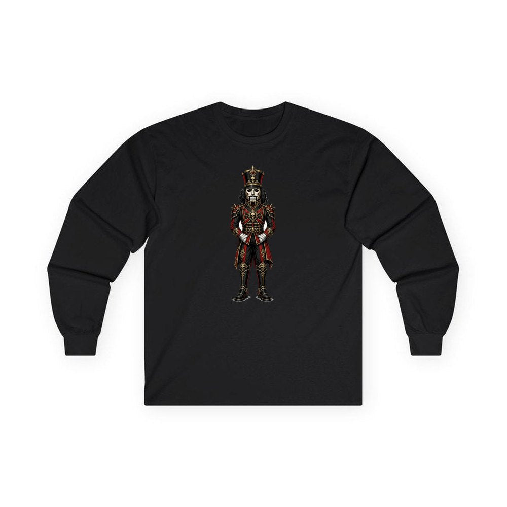 Gothic Skull Nutcracker Soldier personalised long sleeve Christmas T-shirt in black