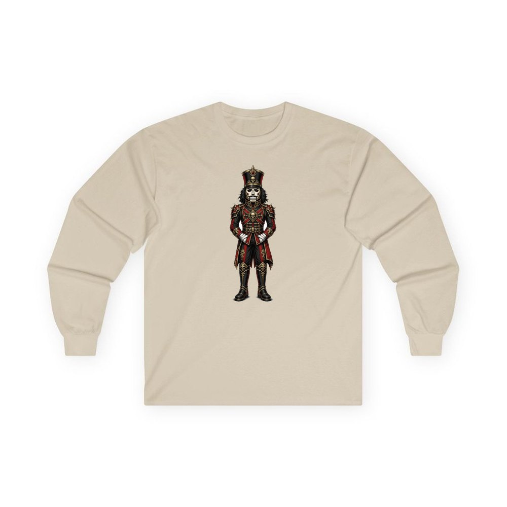 Gothic Skull Nutcracker Soldier personalised long sleeve Christmas T-shirt in sand