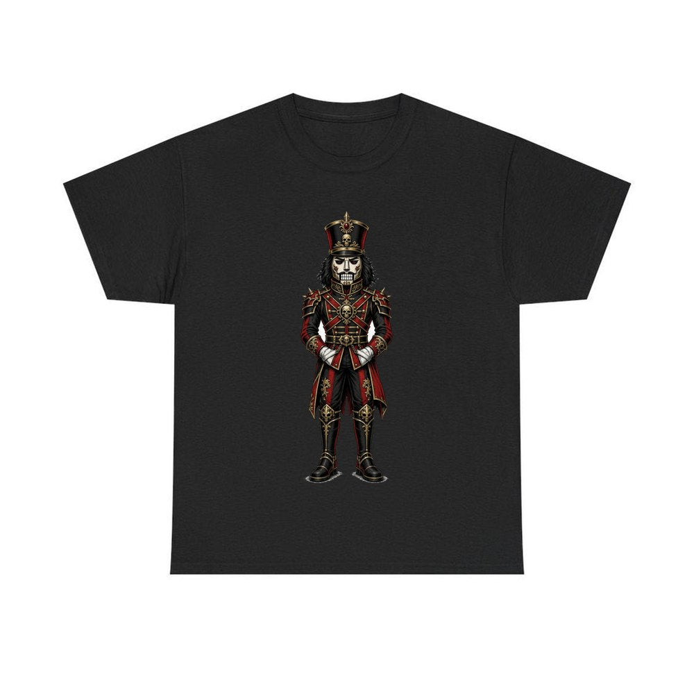 Gothic Skull Nutcracker Soldier personalised Christmas T-shirt in black
