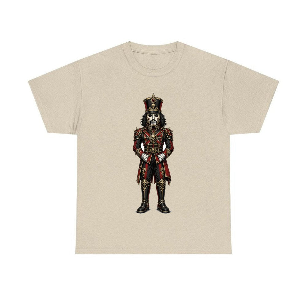 Gothic Skull Nutcracker Soldier personalised Christmas T-shirt in sand