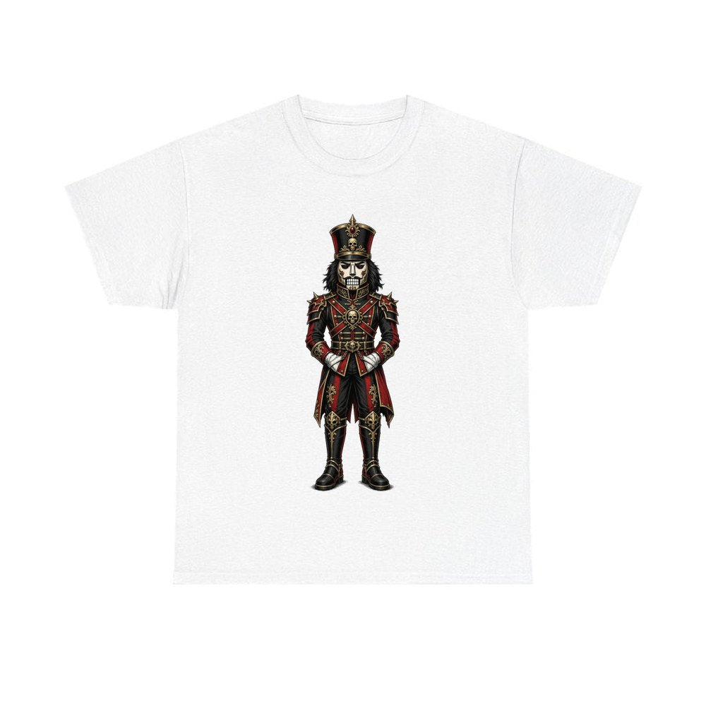 Gothic Skull Nutcracker Soldier personalised Christmas T-shirt in white