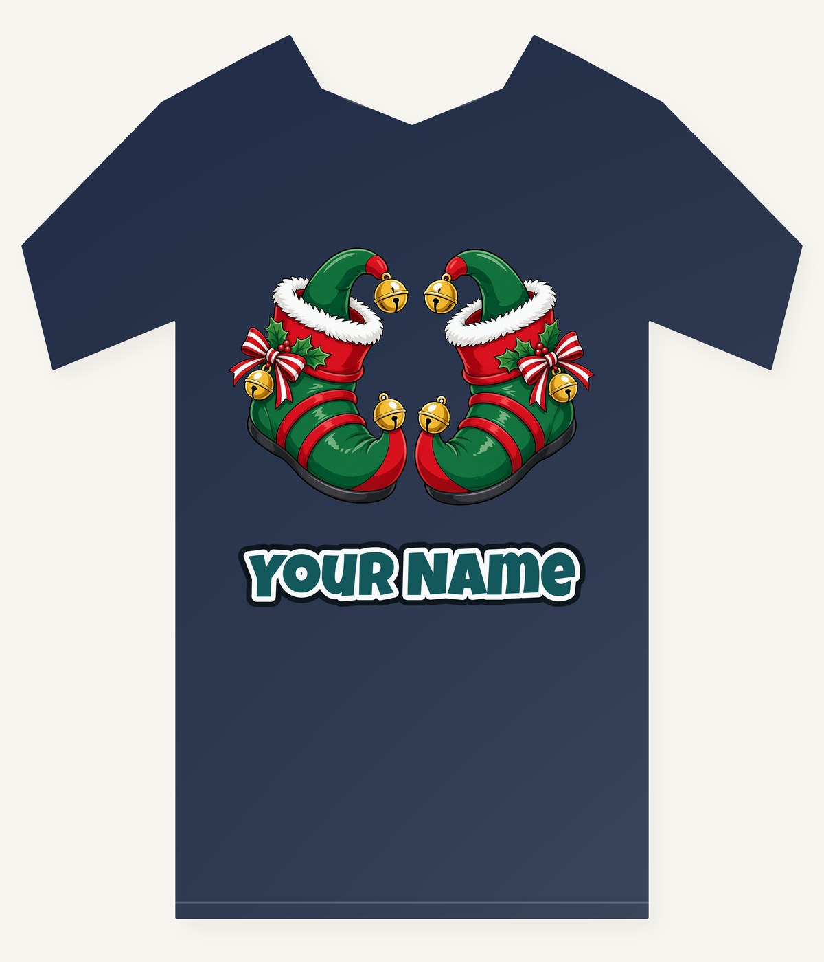 Green Elf Boots with Bells Personalised Kids Tee and Baby Bodysuit