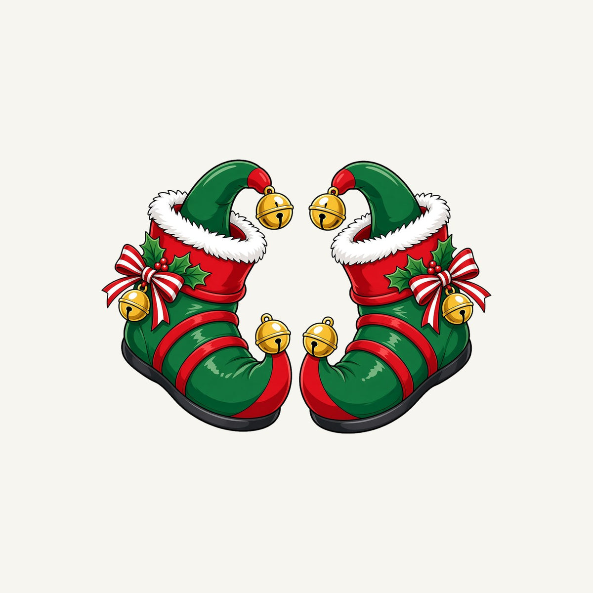 Green Elf Boots with Bells Personalised Kids Tee and Baby Bodysuit