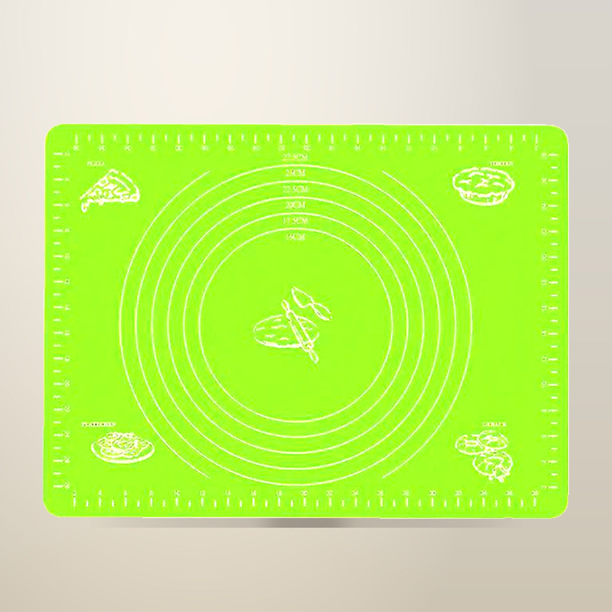 Aimall Silicone Rolling Dough Mat, Green, on a plain cream background