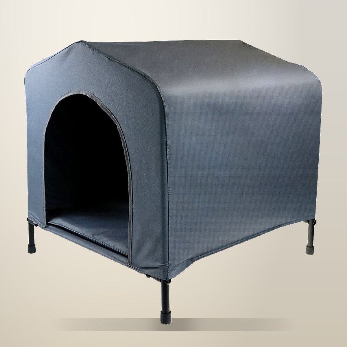Portable Dog Kennel House, Grey, Medium, on a plain cream background