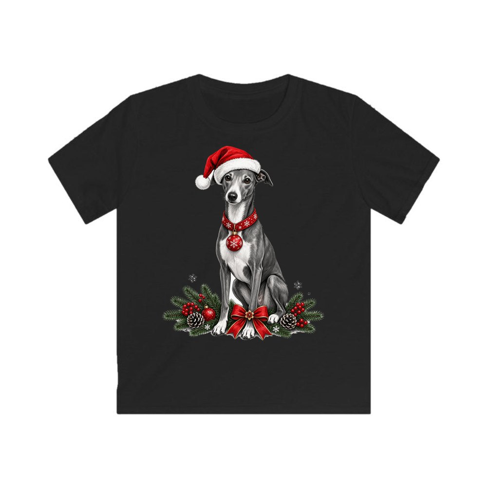 Greyhound personalised kids Christmas tee in black