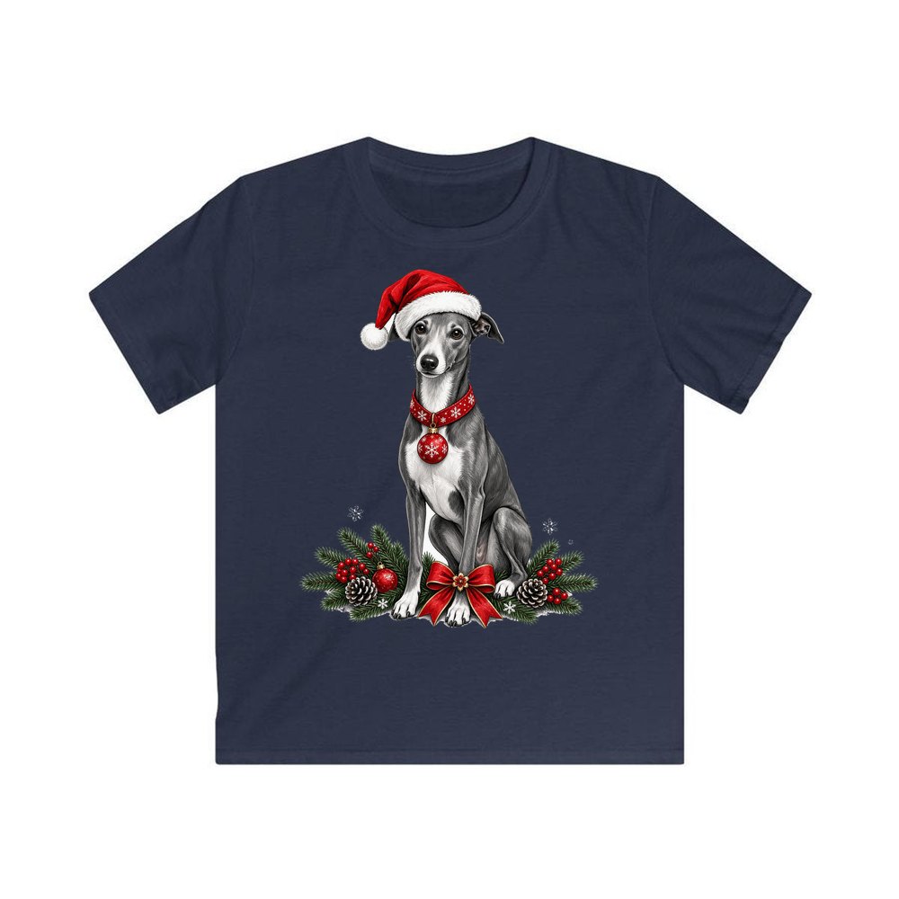 Greyhound personalised kids Christmas tee in navy