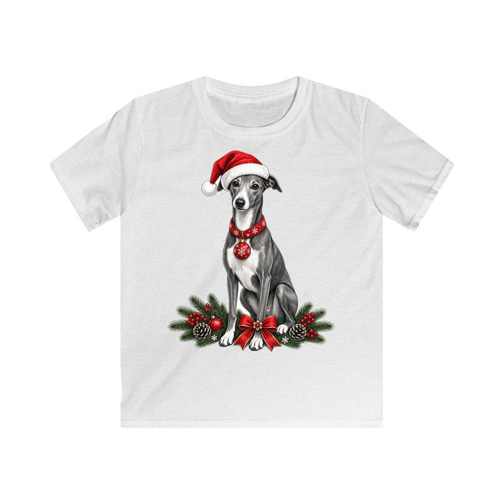 Greyhound personalised kids Christmas tee in white