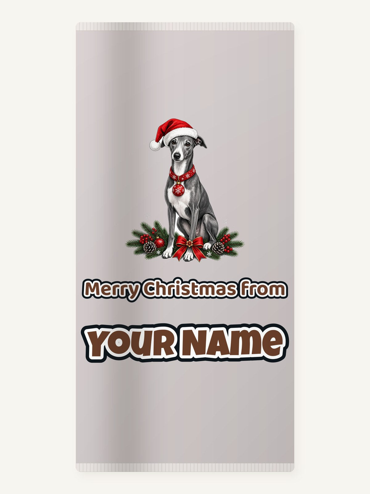 Greyhound Christmas Personalised Beach Towel