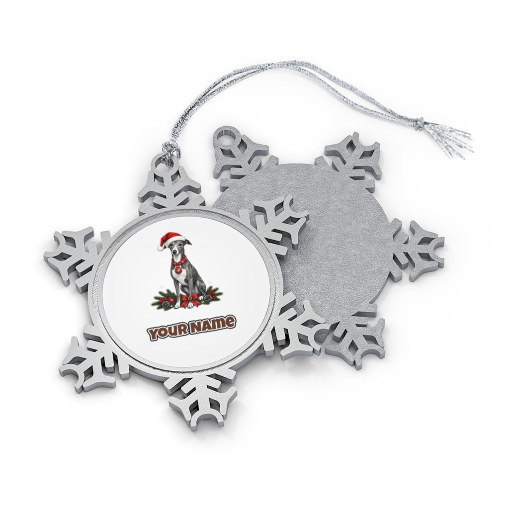 Greyhound Personalised Pewter Christmas Ornament