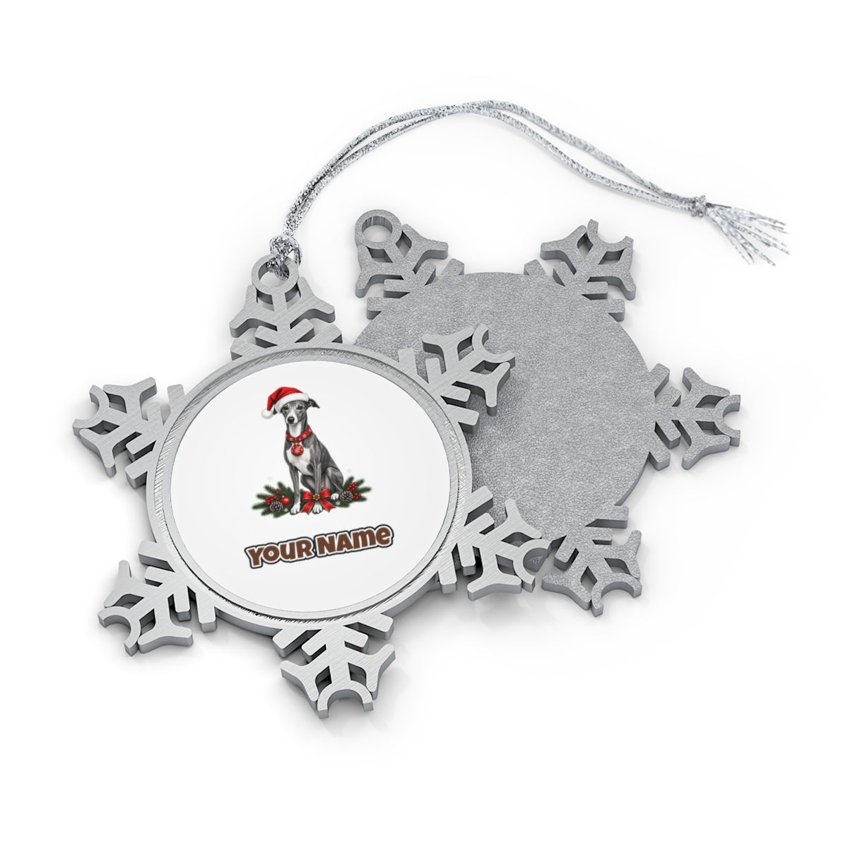 Greyhound Personalised Pewter Christmas Ornament