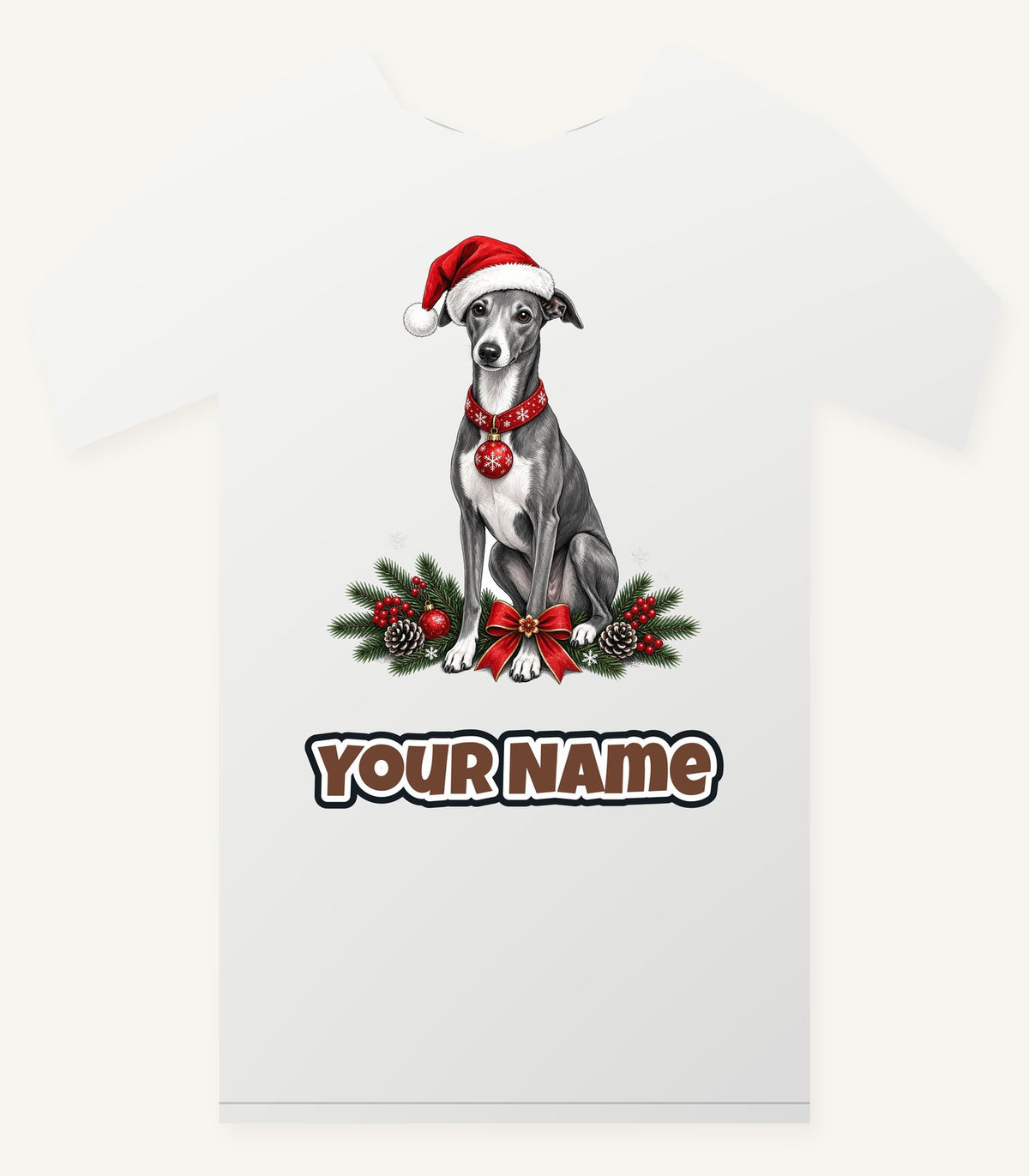 Greyhound Christmas Personalised Christmas T-Shirt and Hoodie