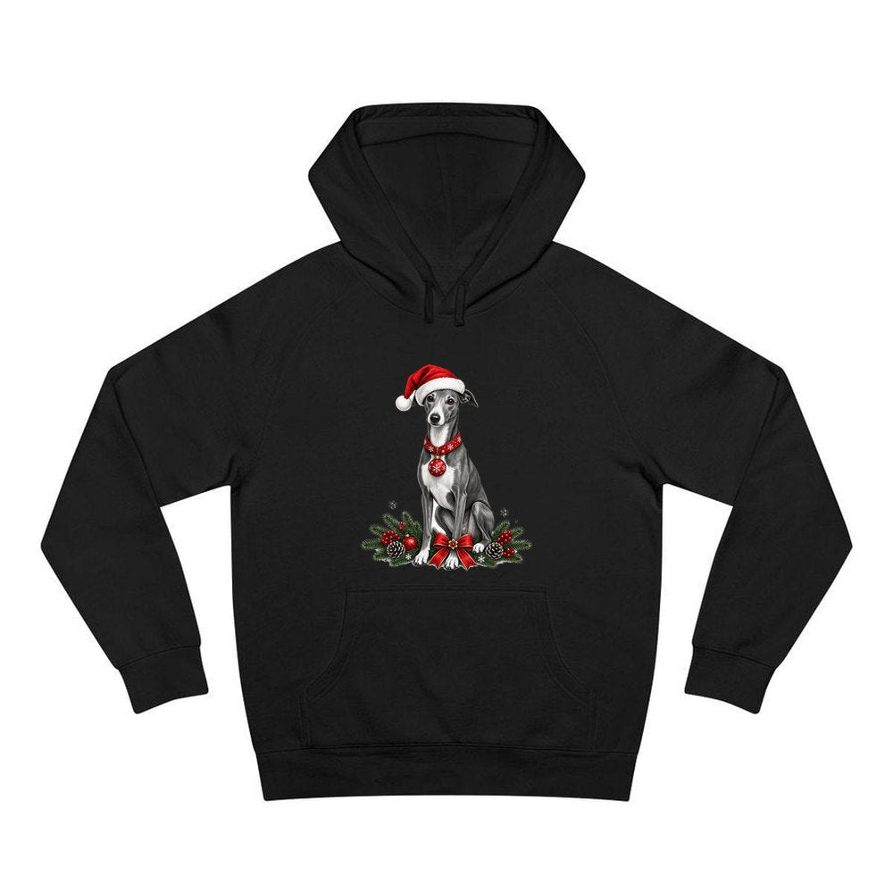 Greyhound personalised Christmas hoodie in black