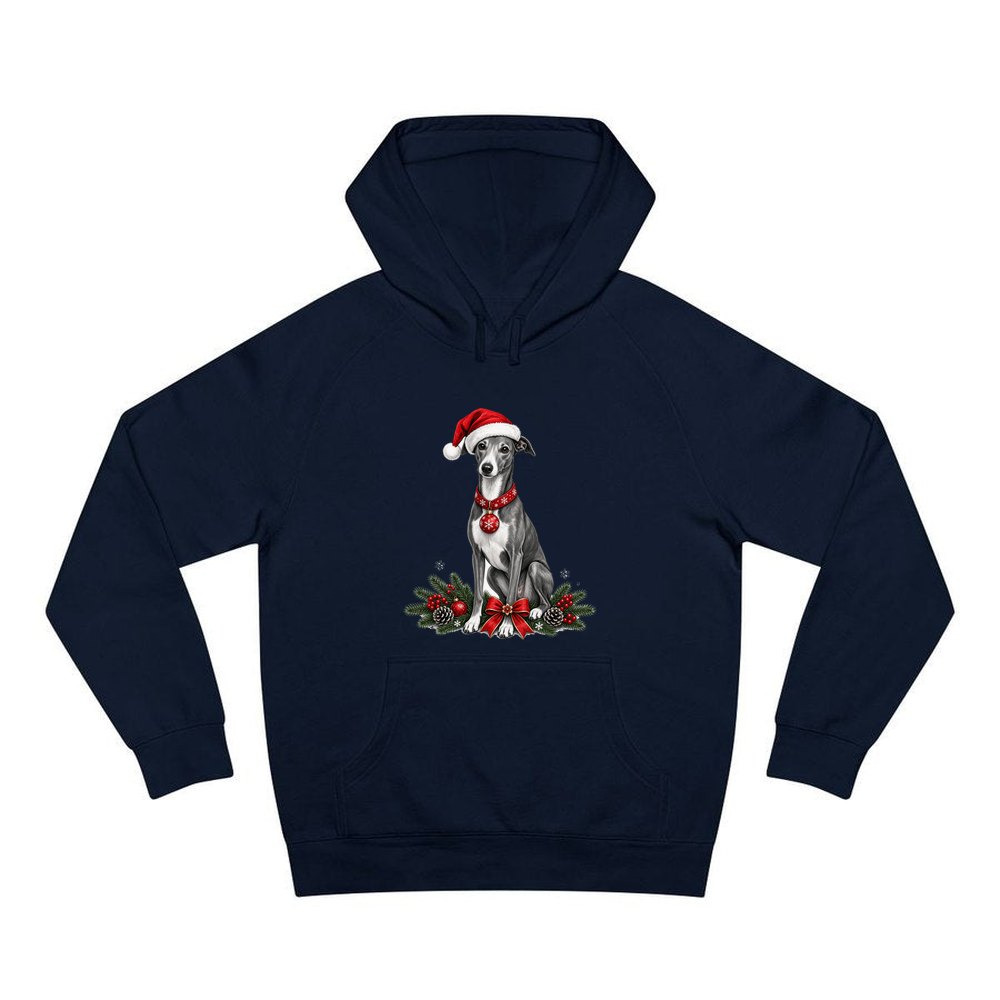 Greyhound personalised Christmas hoodie in navy