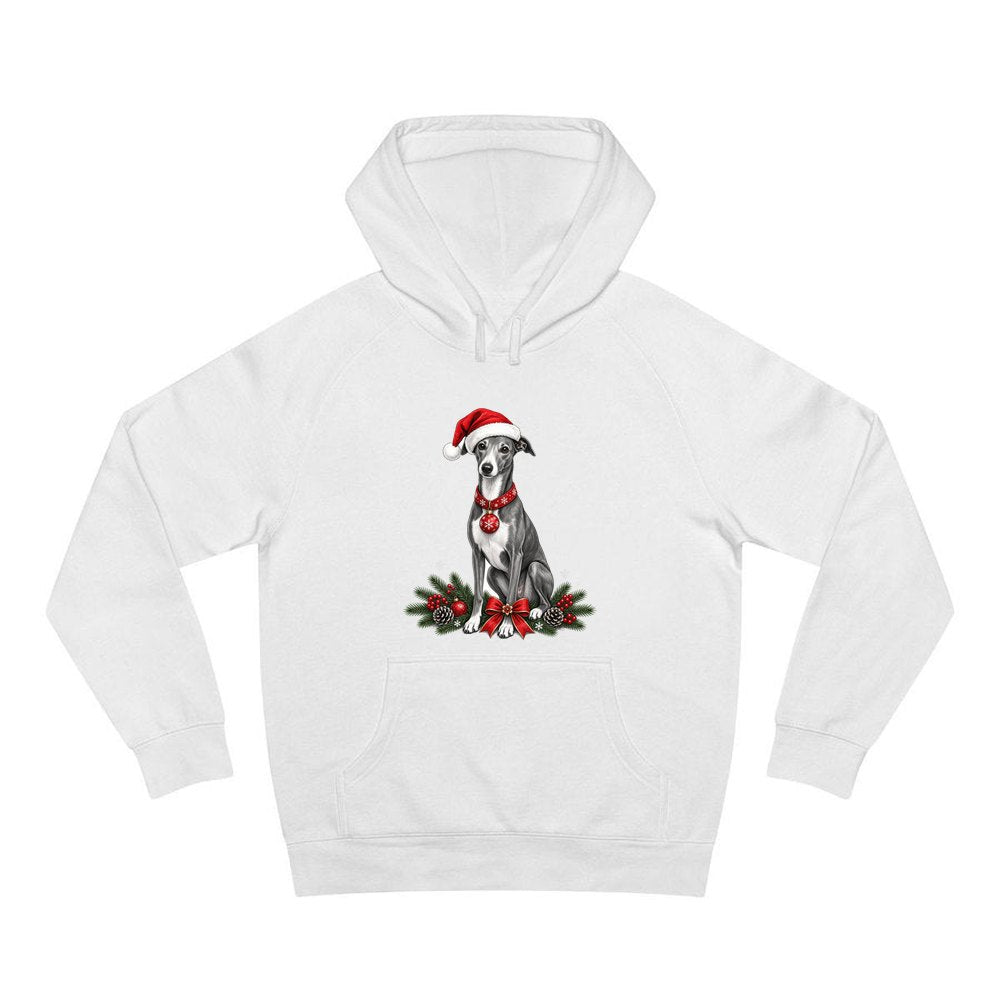 Greyhound personalised Christmas hoodie in white