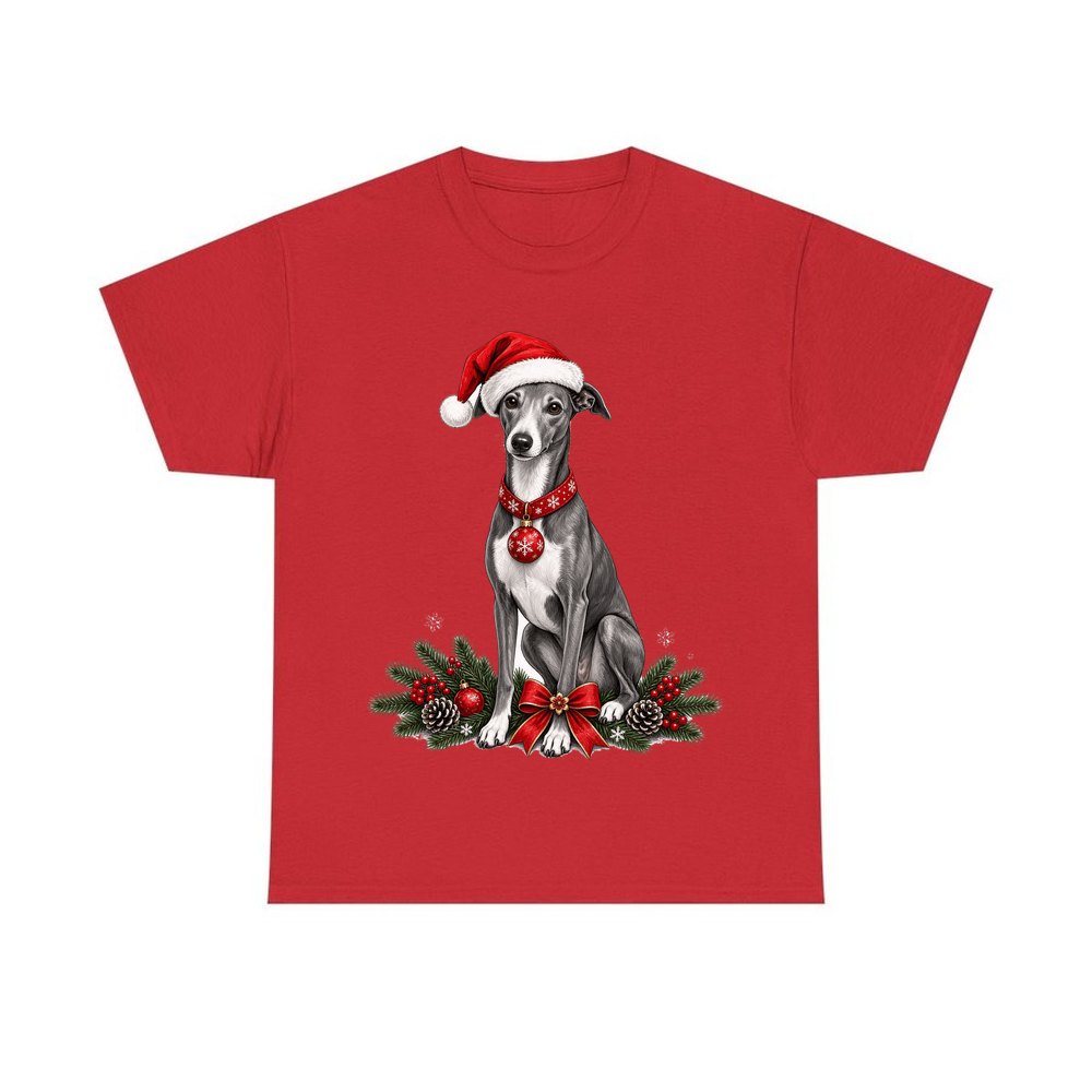 Greyhound personalised Christmas T-shirt in red
