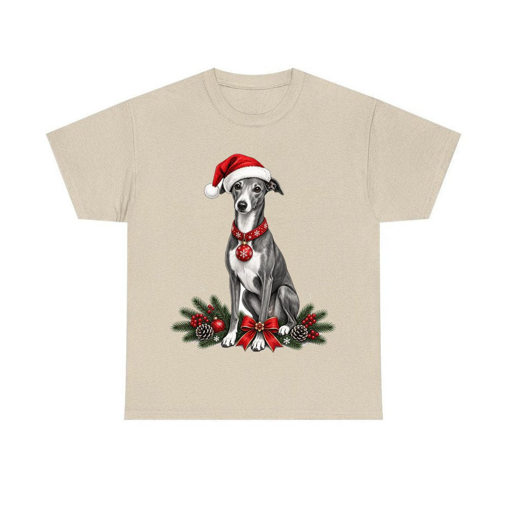 Greyhound personalised Christmas T-shirt in sand