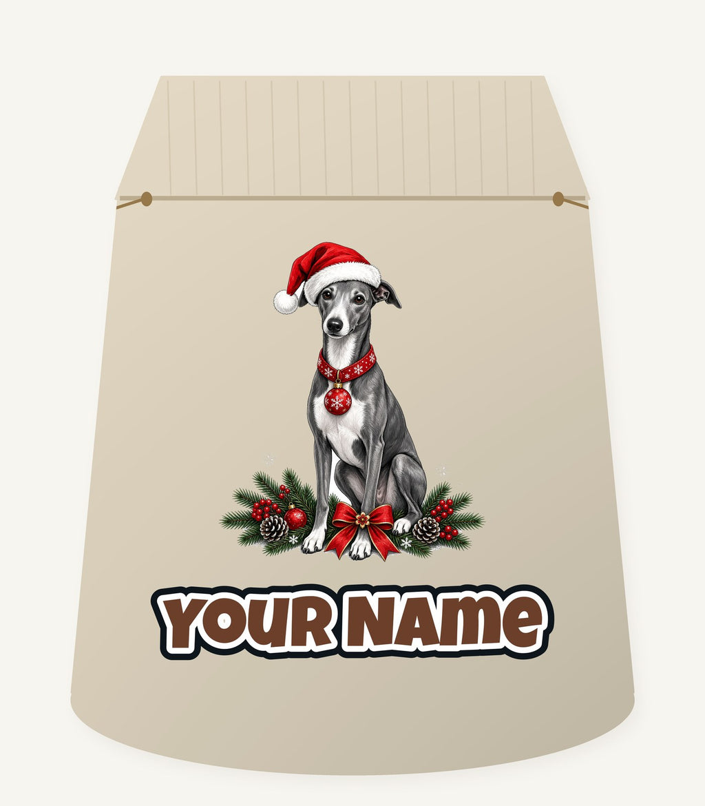 Greyhound Christmas Personalised Santa Sack