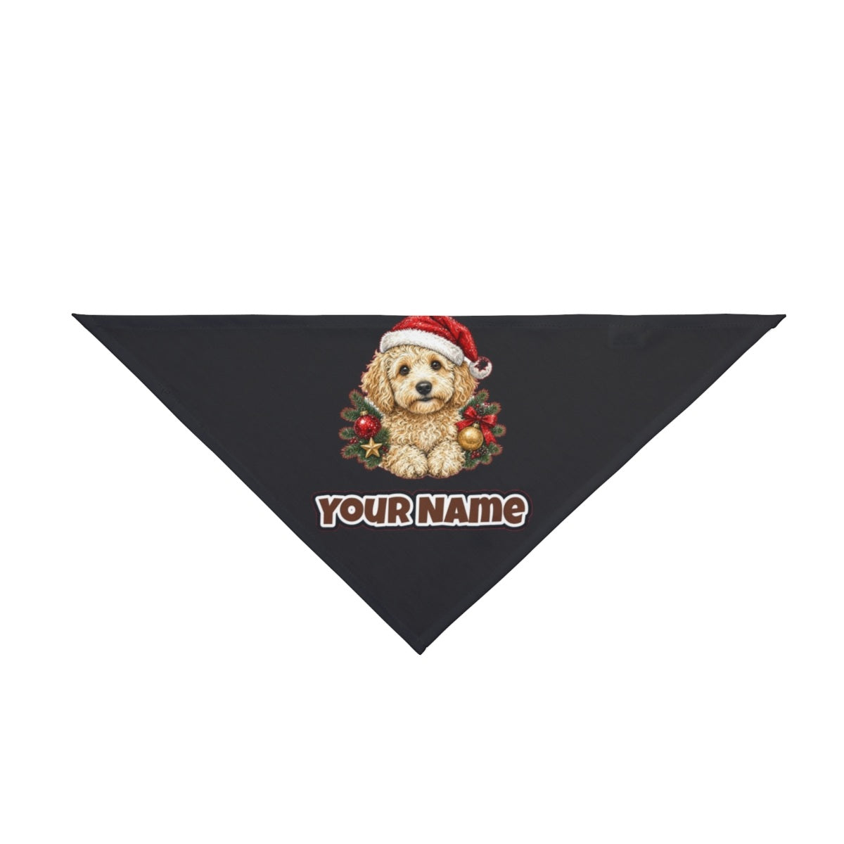 Groodle personalised Christmas pet bandana in black, tie-on style