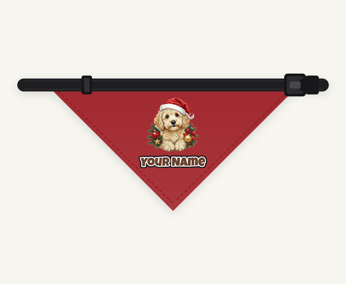 Groodle personalised Christmas pet bandana collar with buckle