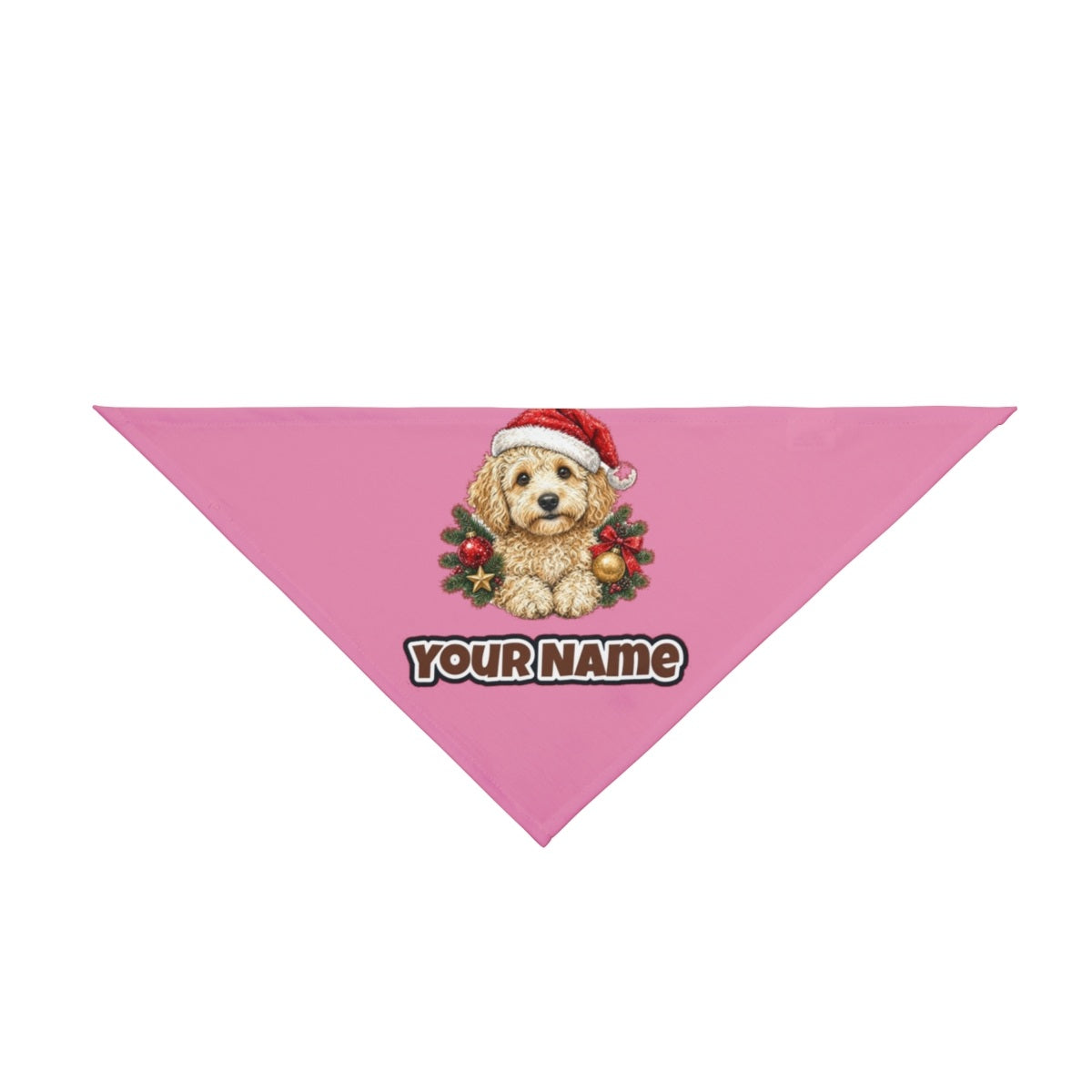 Groodle personalised Christmas pet bandana in pink, tie-on style