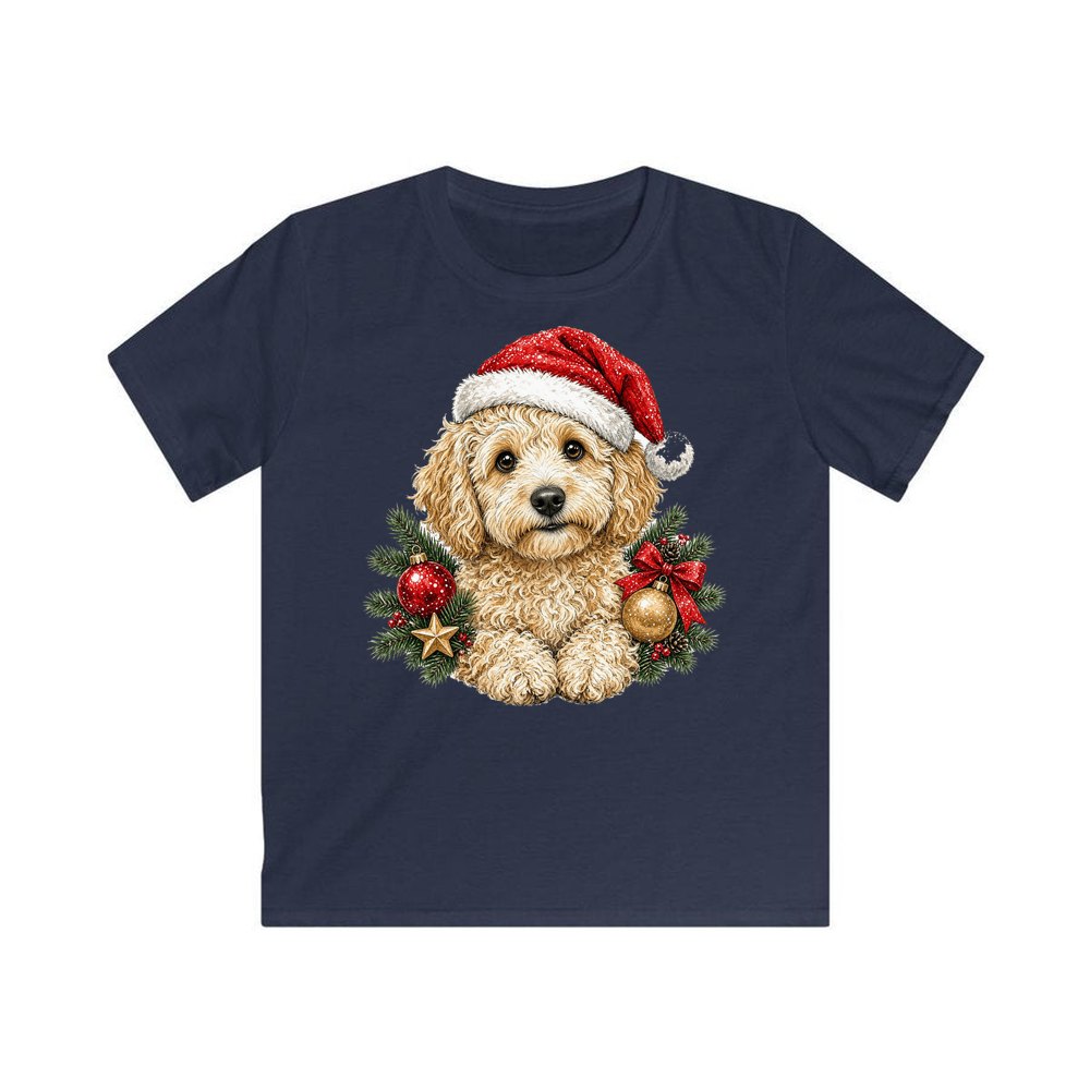 Groodle personalised kids Christmas tee in navy